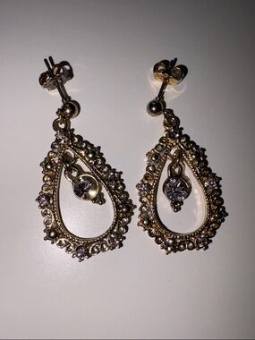 ❤️‍🔥3/10$❤️‍🔥Gold-Tone Teardrop Crystal Dangle Earrings